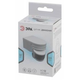MD 012 Датчик движения ЭРА белый, макс. нагрузка 1100Вт, угол обзора 180град., дальность 12м, IP44 ( ‎
