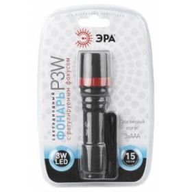 P3W Фонарь ЭРА 3W LED, регулируемый фокус, пластик, 3xAAA, бл (24/144/576) ‎