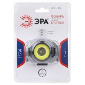 Фонарь налобный светодиодный ЭРА GB-710 Криптон, на батарейках, 3 режима, 5 Вт, СОВ, 3хААА ‎