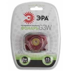 G3W Фонарь ЭРА Налобный 3W LED, коллиматор, 3хААА, 4 режима, бл. (25/100/400) ‎