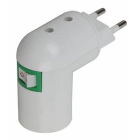 ЭРА Переходник вилка-Е27 с выключателем, белый (20/200/3600) ‎