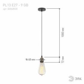 PL13 E27 - 9 GB Подсветка ЭРА Накладной, цоколь Е27, провод 1 м, цвет медь (60/360) ‎