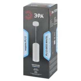 PL12 GX53 WH/SL Подсветка ЭРА Подвесной светильник под лампу GX53, алюминий, цвет белый+серебро (18/ ‎