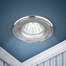 Встраиваемый светильник алюминиевый ЭРА KL34 AL/SL/1 MR16, 12V, 50W хром ‎