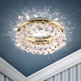 DK16 GD/WH Светильник ЭРА декор "круглый с мелкими хрусталиками" золото/прозрачный (30/1080) ‎