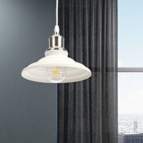 PL4 WH/SN Подвес ЭРА металл, E27, max 60W, d203 мм, шагрень белый/сатин никель (10/210) ‎/ Б0037450