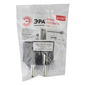 V4(B) ЭРА Вилка c/з 16A прямой ввод черная (10/200/6000) ‎