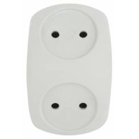 Разветвитель электрический ЭРА SPx-2-W на 2 розетки без заземления 10А белый ‎