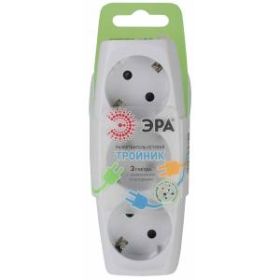 SP-3e-W ЭРА Тройник 3гн, c заземл, со шторками (белый) (10/60/960) ‎