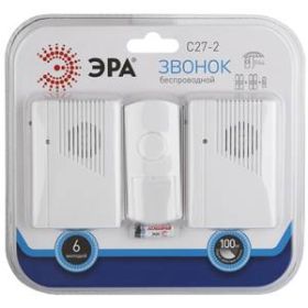 Звонок ЭРА C27-2 беспроводной, два динамика (нов.упак) (10/60/360) ‎