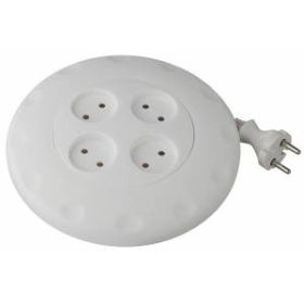 Удлинитель электрический ЭРА UR-4-5m-W рулетка без заземления 4 розетки 5м 2x0,75мм2 10А белая ‎/ Б0019040