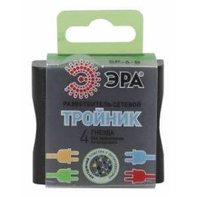 SP-4-B ЭРА Тройник 4гн, без заземл (чёрный) (10/60/2880) ‎