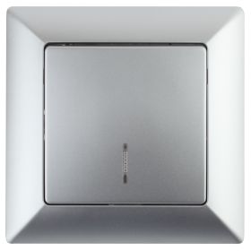 4-102-03 Intro Выключатель с подсветкой, 10А-250В, СУ, Solo, алюминий (10/200/2400) ‎/ Б0043272