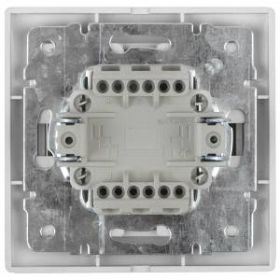 1-105-01 Intro Выключатель двойной с подсветкой, 10А-250В, IP20, СУ, Plano, белый (10/200/2400) ‎