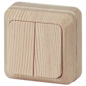 2-104-11 Intro Выключатель двойной, 10А-250В, IP20, ОУ, Quadro, сосна (10/200/2400) ‎/ Б0027642