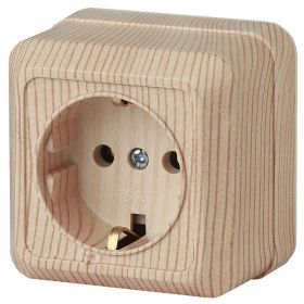 2-202-11 Intro Розетка 2P+E Schuko, 16А-250В, IP20, ОУ, Quadro, сосна (10/200/3600) ‎/ Б0027651