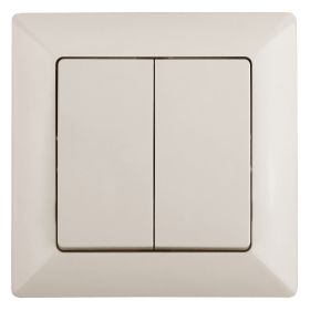 4-104-02 Intro Выключатель двойной, 10А-250В, СУ, Solo, сл.кость (10/200/2400) ‎/ Б0043285