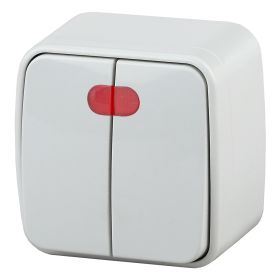 3-105-01 Intro Выключатель двойной с подсветкой, 10А-250В, IP20, ОУ, Polo, белый (18/360/4320) ‎/ Б0036096