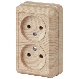 2-203-11 Intro Розетка 2х2P, 16А-250В, IP20, ОУ, Quadro, сосна (10/100/2100) ‎/ Б0027654