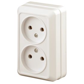 2-203-02 Intro Розетка 2х2P, 16А-250В, IP20, ОУ, Quadro, сл.кость (10/100/2400) ‎/ Б0027653