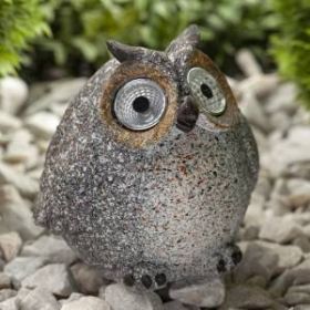 ERAFYS01-08 ЭРА Садовый светильник Сова серая на солнечной батарее, полистоун, 11,5 см (36/432) ‎