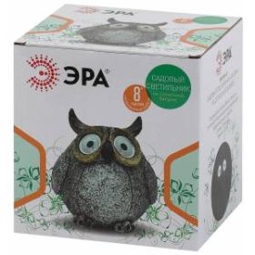 ERAFYS01-07 ЭРА Садовый светильник Филин серый на солнечной батарее, полистоун, 11,5 см (36/432) ‎