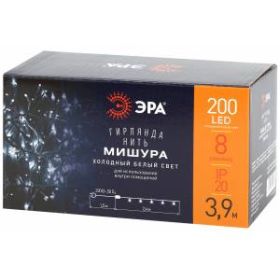 ENIN - WC ЭРА Гирлянда LED Мишура 3,9 м белый провод, холодный свет, 220V (24/576) ‎