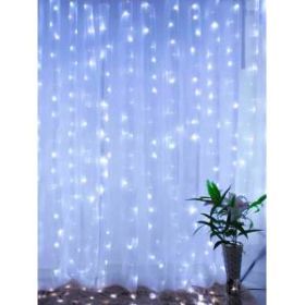 Светодиодная новогодняя гирлянда ЭРА ЕNIGW - 320W Занавес 8 режимов 3*2 м холодный белый 320 LED IP20 ‎