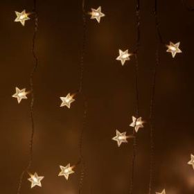 Светодиодная новогодняя гирлянда ЭРА ENIZ-64W Звездочки 1,2*1,3 м теплый белый 64LED IP20 ‎