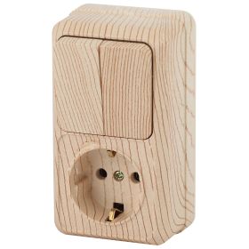 2-706-11 Intro Блок розетка+выкл. двойной верт. 10(16)А-250В, IP20, ОУ, Quadro, сосна (6/120/1440) ‎/ Б0036172