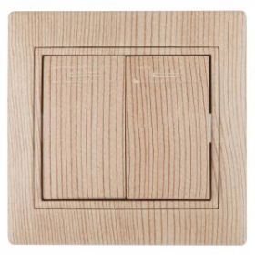 1-104-11 Intro Выключатель двойной, 10А-250В, IP20, СУ, Plano, сосна (10/200/2000) ‎/ Б0030045