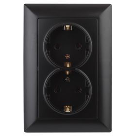 4-205-05 Intro Розетка 2X2P+E Schuko, 16А-250В, СУ, Solo, антрацит (10/100/1400) ‎/ Б0043337