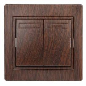 1-104-10 Intro Выключатель двойной, 10А-250В, IP20, СУ, Plano, венге (10/200/2400) ‎/ Б0030044