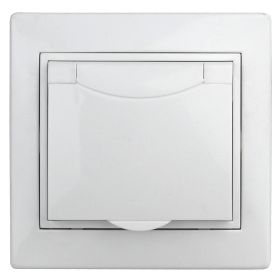 Розетка Intro Plano 1Э-203-01 с заземлением 2P+E Schuko с крышкой, 16А-250В, СУ, без лапок, белый ‎/ Б0038829