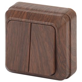 2-104-10 Intro Выключатель двойной, 10А-250В, IP20, ОУ, Quadro, венге (10/200/2400) ‎/ Б0030121