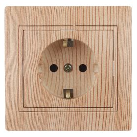 1-202-11 Intro Розетка 2P+E Schuko, 16А-250В, IP20, СУ, Plano, сосна (10/200/2000) ‎/ Б0030061