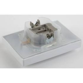 1-210-01 Intro Розетка 2х2P+E Schuko с крышкой штор., 16А-250В, IP20, СУ, IP44, Plano, белый (10/100/1500) ‎