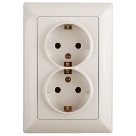 4-205-02 Intro Розетка 2X2P+E Schuko, 16А-250В, СУ, Solo, сл.кость (10/100/1000) ‎/ Б0043334