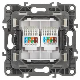 12-3108-15 ЭРА Розетка информационная двойная 2XRJ45, IP20, Эра12, перламутр (10/100/2500) ‎