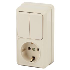 2-706-02 Intro Блок розетка+выкл. двойной верт. 10(16)А-250В, IP20, ОУ, Quadro, сл.кость (6/120/1440) ‎/ Б0036170