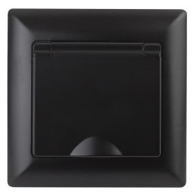 4-203-05 Intro Розетка 2P+E Schuko с крышкой, 16А-250В, СУ, Solo, антрацит (10/100/2500) ‎/ Б0043323