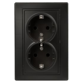 1-205-05 Intro Розетка 2X2P+E Schuko, 16А-250В, IP20, СУ, Plano, антрацит (10/100/1200) ‎/ Б0044570