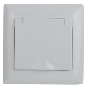 4-203-01 Intro Розетка 2P+E Schuko с крышкой, 16А-250В, СУ, Solo, белый (10/100/2500) ‎/ Б0043319