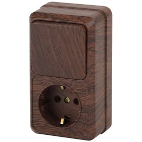 2-705-10 Intro Блок розетка+выкл. верт. 10(16)А-250В, IP20, ОУ, Quadro, венге (6/120/1440) ‎/ Б0036167