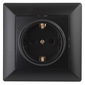 4-206-05 Intro Розетка 2P+E Schuko со шторками, 16А-250В, СУ, Solo, антрацит (10/200/2400) ‎/ Б0043344