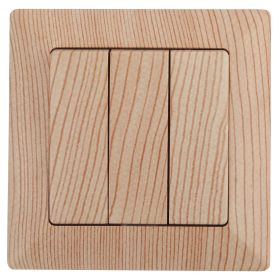 4-106-11 Intro Выключатель тройной, 10А-250В, СУ, Solo, сосна (10/200/2400) ‎/ Б0043304