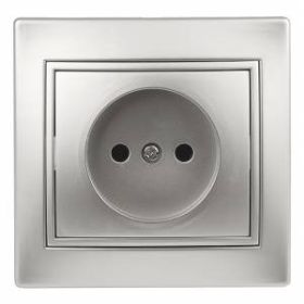 1-201-03 Intro Розетка 2P, 16А-250В, IP20, СУ, Plano, алюминий (10/200/2400) ‎/ Б0030054