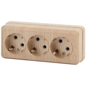 2-206-11 Intro Розетка 3х2P+E, 16А-250В, IP20, ОУ, Quadro, сосна (7/140/1680) ‎/ Б0036148