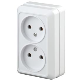 2Э-203-01 Intro Розетка 2х2P, 16А-250В, ОУ, б.м.п., Quadro, белый (10/100/2100) ‎/ Б0038871