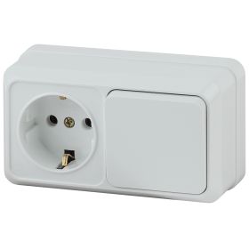 2-701-01 Intro Блок розетка+выкл. гориз. 10(16)А-250В, IP20, ОУ, Quadro, белый (6/120/1440) ‎/ Б0036149